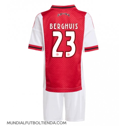 Camiseta Ajax Steven Berghuis #23 Primera Equipación Replica 2025-26 para niños mangas cortas (+ Pantalones cortos)